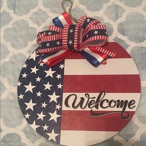 Patriotic Welcome Sign with Bow
